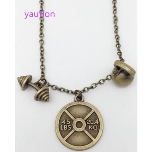 New Bronze necklace KETTLEBELL NECKLACE Exercise Charm Pendant Weightlifting Jewelry Gym