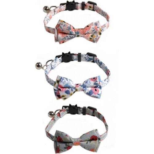3pcs Cat Collar with Bell bow tie Adjustable Kitten Kitty Cat Necklace Collar for Small Dog Bulldog Chihuahua Yorshire Puppy