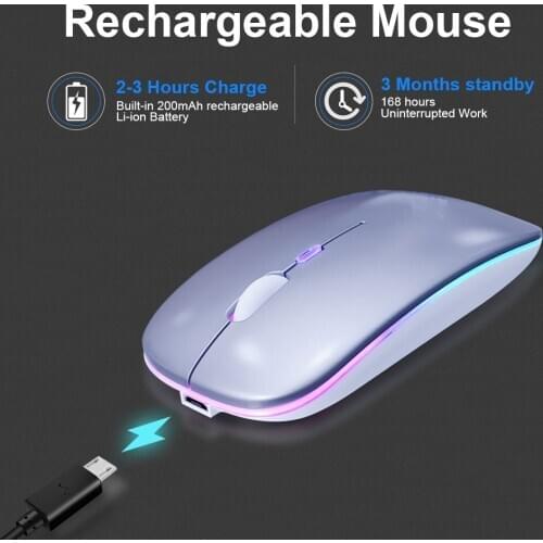 LED-backlit Rechargeable Wireless bluetooth mouse Silent wireless Mouse USB Mouse ergonomic mouse for Desktop PC Laptop Mouse