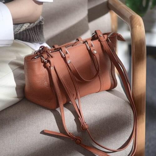 Simple casual first layer cowhide lady soft leather white handbag outdoor weekend party genuine leather shoulder messenger bag