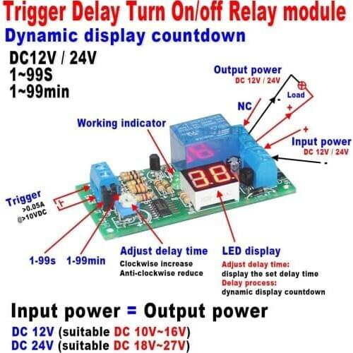 DC12V/24V LED Display Timing Timer Delay Turn ON / Turn OFF Switch Relay Module