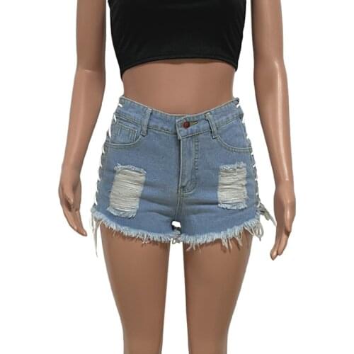 Sexy Hollow Out Denim Shorts Womens Eyelet Lace Cut Out Sexy Nightclub Jeans Shorts Lady Blue Short Jeans Female Streetwear
