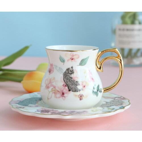 Light refined luxury Turkish ceramic coffee cup and saucer set of 6 espresso coffee cup small cup mini tripod