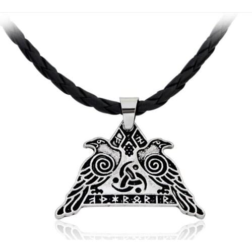 Triskele Ravens Necklace Pendant Triskelion Symbol Norse Vikings Runes Necklaces Pendants Odins Raven Crow hammer
