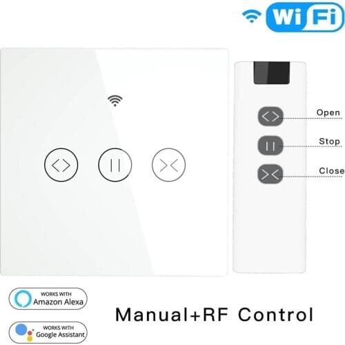 Smart WiFi Curtain Roller Shutter Switch RF 433 Touch Panel Switch Voice/App Remote Control Timing for Alexa Google Home