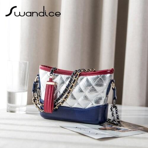 High Quality Microfiber Leather Double Chain Quilted Plaid Hobo Shoulder Crossbody Messenger Bags Back Packs Women Handbags Mini