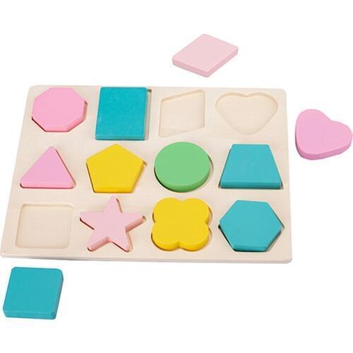 High Quality Wooden 3D Puzzle Learning Geometry Educational Toys For Children Montessori Early Learning Intellectual Kids Toy