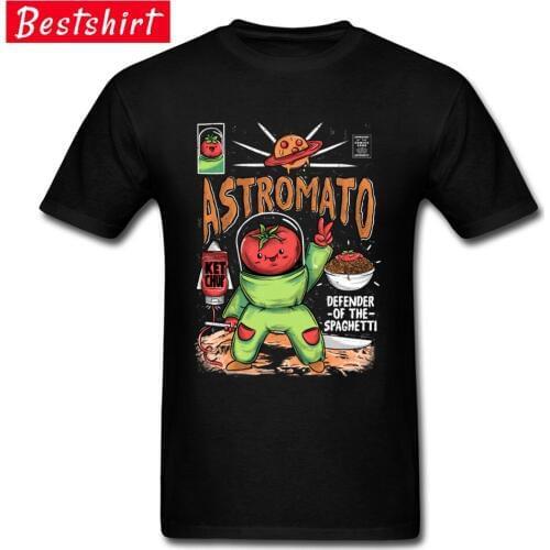 ASTROMATO Space Astronaut Tomato Funny T Shirt Drop Ship Great Anime Comic Tshirts School Student Pure Cotton Tee-Shirt
