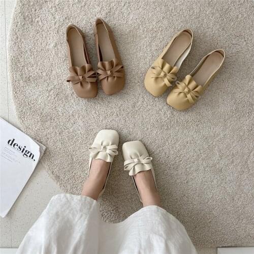 Bailamos Woman Flats Square Toe Loafers Women Leather Casual Shoes Slip on Shoes Barefoot Shoes 2021 Fashion Women Zapato Mujer