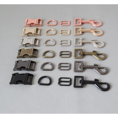 1Set 15mm 20mm 25mm Webbing Metal D Ring Sider Tri-Glides Belt Buckle Snap Clip Hook For Pet Dog Collar Lobster Clasp Accessory