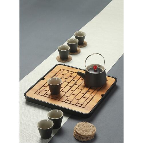 1PC Bamboo Tea Tray Drainage Water Storage Kung Fu Tea Set Room Board Table Chinese Tea Cup Ceremony Tools Tea Set MF 027