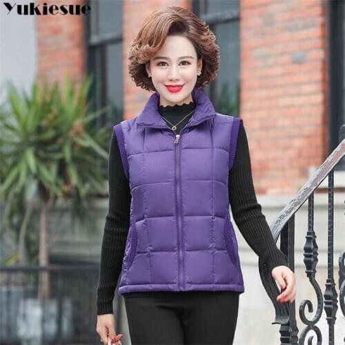 2020 Stand Collar Zipper Pocket Womens Vest Autumn Winter mom Cotton Vest Jacket Female Jackets Autumn Spring Women Warm