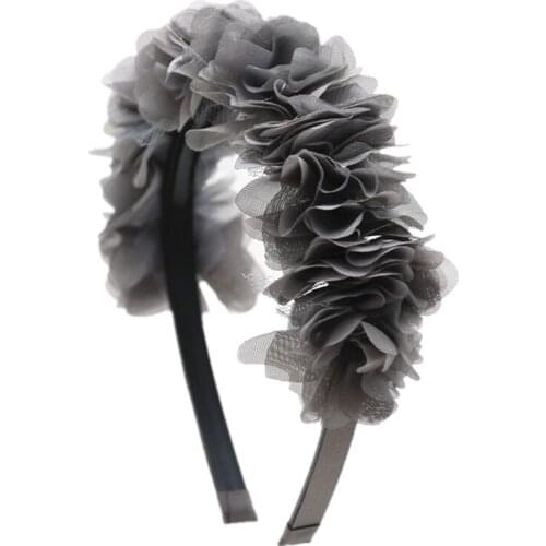 2021 new fashion chiffon silk flower around the head children fashion hair accessories with non wrinkle band with gripes teeth