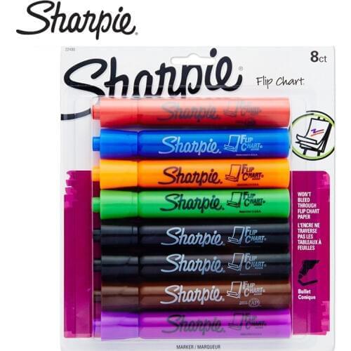 8 Pens/Box American Sanford Sharpie Whiteboard Marker Set Flipchart Mark Hanging Paperboard Special Pen Round Head 22480