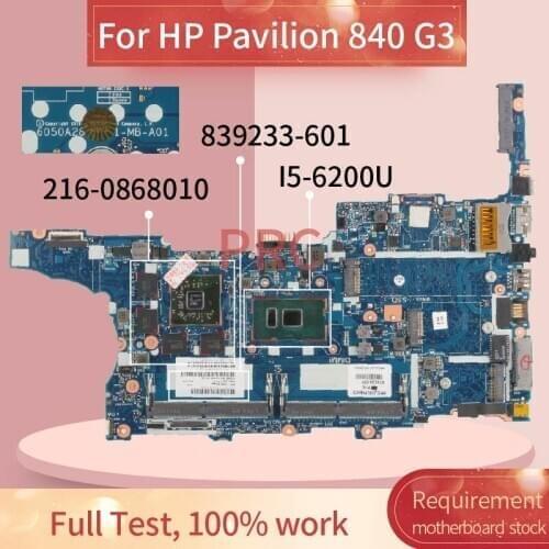 839233-601 839233-501 For HP Pavilion 840 G3 I5-6200U Laptop Motherboard 6050A2822301 SR2EY DDR4 Notebook Mainboard