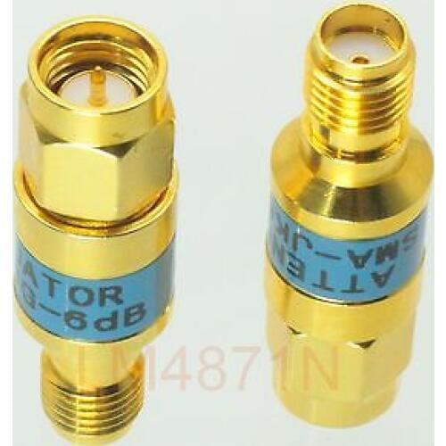 Attenuator 2W 2 Watts 1pc DC-3 Ghz 6dB SMA RF coaxial Power M to Jack F 50 gold
