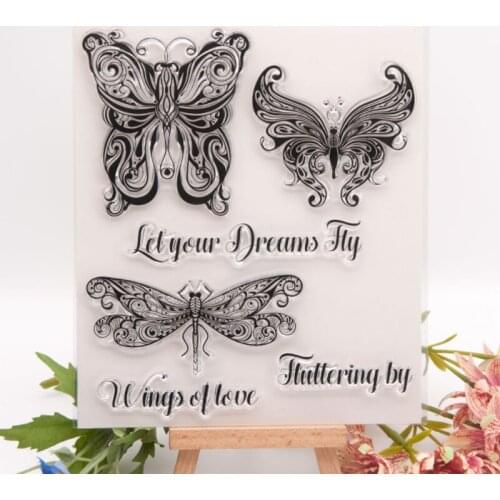 Butterflies Dragonfly Transparent Clear Silicone Stamp Seal Cutting DIY Scrapbook Rubber Coloring Embossing Diary Decor Reusable