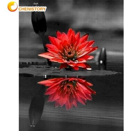 CHENISTORY Painting By Numbers Kits For Adults Bedroom Wall Decoration HandPainted Diy Framed On Canvas Flower Picture Paints