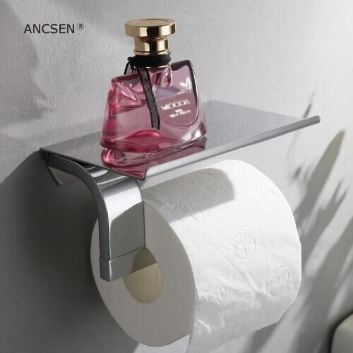 Mirror Polished 304 Stainless Steel Tissue Box Roll Stand Mobile Phone Stand Toilet Paper Holder Bathroom Tissue Holder