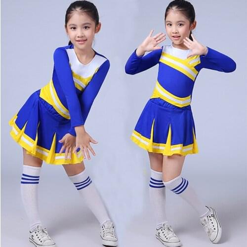 Kids Girls Cheerleading Uniform Suit Fancy Dress Outfit Tops with Skirt Socks Set Encourage Cheerleader Carnival Sports Costume