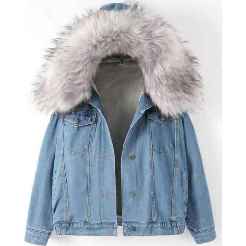 Denim Velvet Jacket Women Autumn Winter New Loose Hooded Thick Cotton Coat Korean College Short Lambswool Female Jacket 2019 New