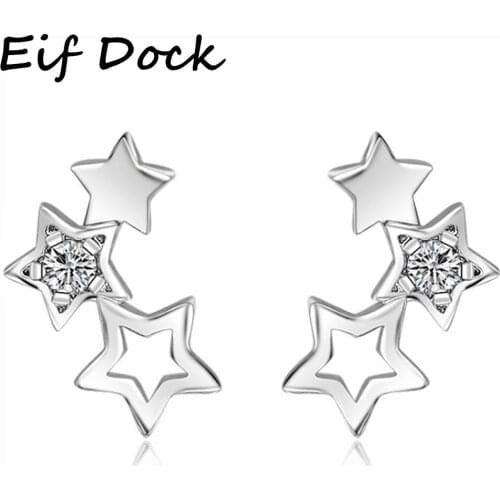 Eif Dock Simple Zircon Hollow Star Earrings For Women Jewelry Party Gifts oorbellen
