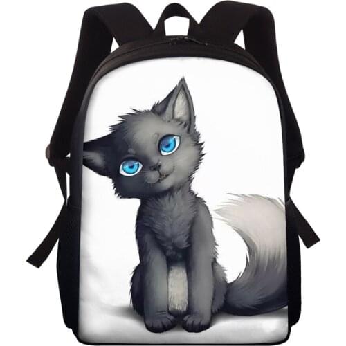 ELVISWORDS Teenager Shoolbag Women Men Backpacks Anime Cat Printing School Bags For Boys Girls Kids Bookbag Customize Rucksack