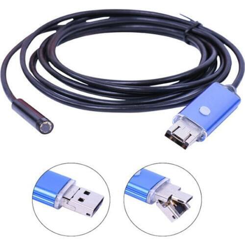 5.5mm Endoscope 2 In 1 USB Endoscope Camera 2M Waterproof 6 LED Soft Cable Endoscope Car Detection Camera For Android PC