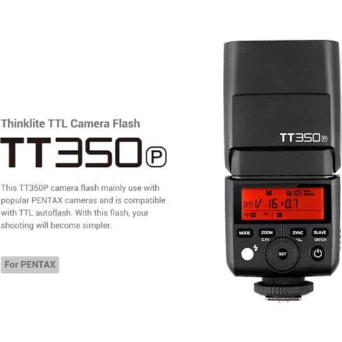 Godox TT350P Mini TTL Flash Speedlite 2.4G Wireless GN36 1/8000s HSS for PENTAX 645Z, K-3II, K-1, KP, K-50, K-S2, K70