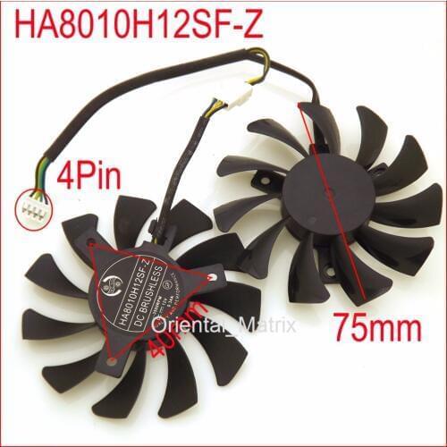 HA8010H12SF-Z 12V 0.34A 75mm 4Wire 4Pin For Dataland HD7750 HD7770 Graphics Card Cooling Fan