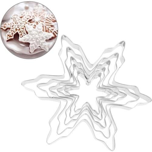 Cookie Tools Cake Decorating Molds Biscuit Fondant Cookie Cutter Bakeware Stainless Steel 5pcs/Set Snowflakes Shape
