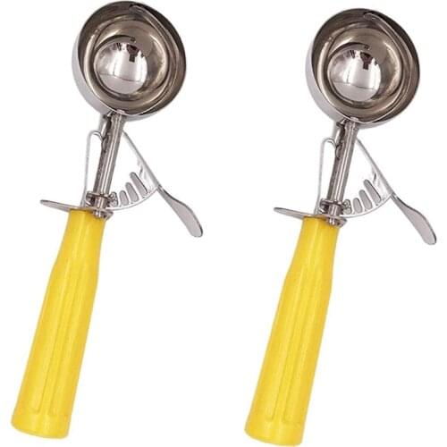 Quality Cookie Scoop Set, 2Pcs Ice Cream Scoop with Trigger, Stainless Steel Cookie Dough Scooper for Baking