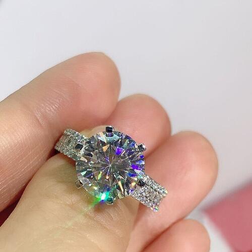 Solid 18K White Gold 5ct 11mm Round Cut Lab Grown Diamond Moissanite Ring Engagement Ring Jewelry For Women