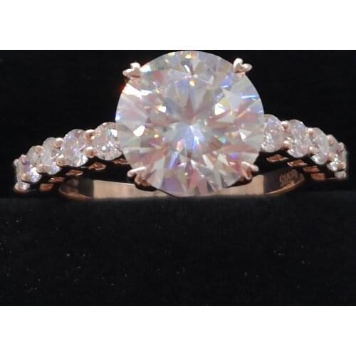 14K Au585 Rose Gold Women Wedding Party Engagement Ring 1 2 3 4 5 Carat Round Moissanite Diamond Ring Trendy Cute Classic