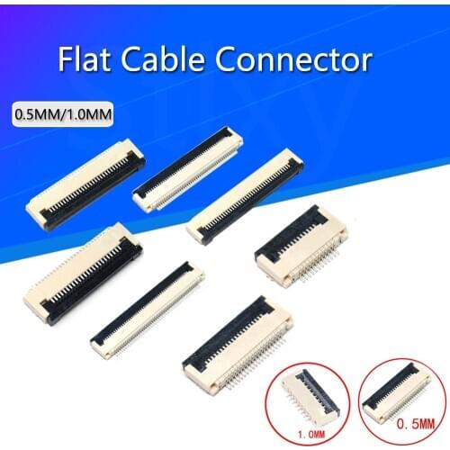 10pcs 0.5mm/1mm Pitch Under Clamshell Socket FPC FFC Flat Cable Connector 4P 5P 6P 8P 10P 12P 14P 16P 20P 22P 24P 30P 34P