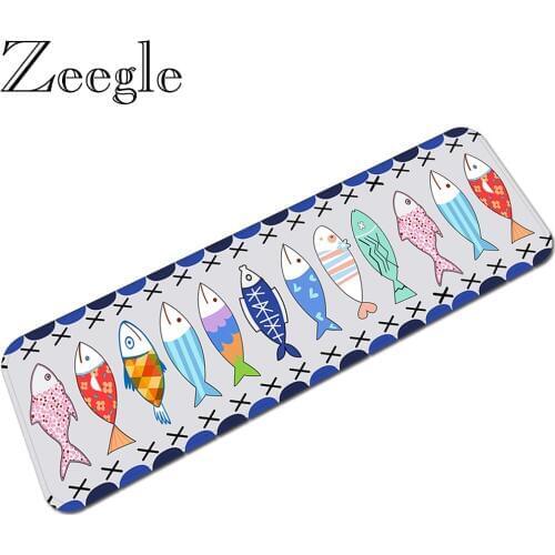 Colorful Fish Pattern Living Room Carpet Entrance Doormat Washable Flannel Floor Mat Kitchen Long Carpet Front Door Carpet Mats