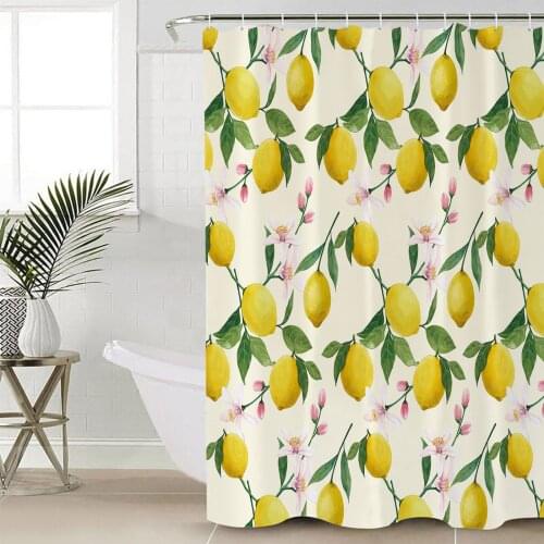 Summer Lemon Fruit Shower Curtains Waterproof Bathroom Curtain Frabic Polyester Bathroom Curtain with Hooks