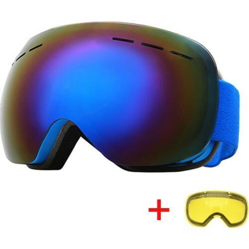 Men Women Anti-fog Ski Goggles with Night Vison Lens Double Lens UV400 Skiing Goggles Outdoor Windproof Snowboard Glasses Mask