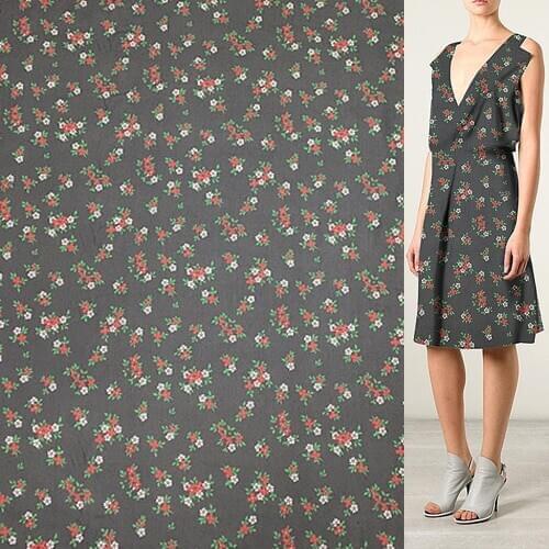 Mini floral design black pure silk fabric 100% silk georgette gauze silk fabric,SCG474