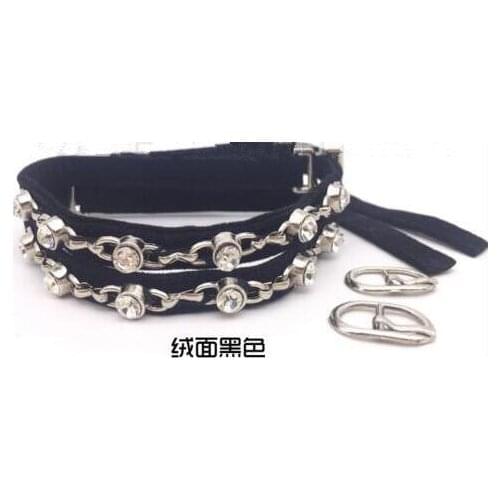 Fashion PU Leather/Velvet Shoelace Rhinestone Crystal Shoes Accessory Sandals Shoe Laces