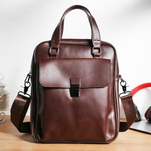 Retro Crazy Horse PU Leather Korean-style MENS Bag Handbag Light Business Briefcase Computer Bag Shoulder Bag Sling Bag Crossbo