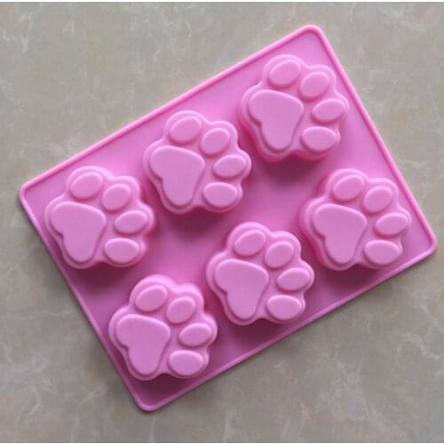 Handmade Soap Making Tools Cat Feet Pattern Cake Chocolate Silicone Mould Non-toxic Soap Mold 6 Cavities Handcrafted Accessories