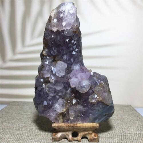 Natural Amethyst Geode Quartz Crystal Treatment Specimen Point Energy Purple Stone Gift And Reiki Healing Home Furnishing Decor