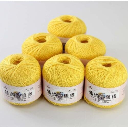 New Soft 6ballsx50g Hand Cotton Lace Wool Yarn Crochet Shawl Scarf Knitting 16115 Yellow
