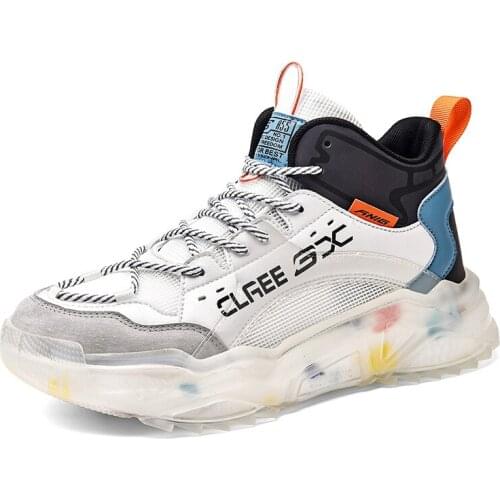 New mens high-help Korean version of fashion casual shoes thick-soled trend sneakers trend mens shoes Trendy mens shoes