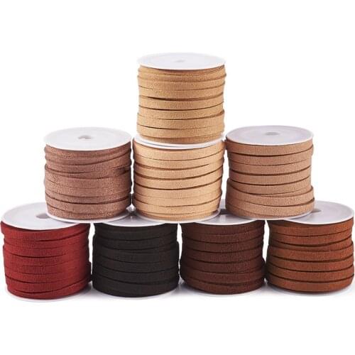 8rolls 5mm Flat Faux Suede Cord Korean Velvet Handmade Thread String Rope for DIY Jewelry Making Bracelet Mixed About 5m/roll