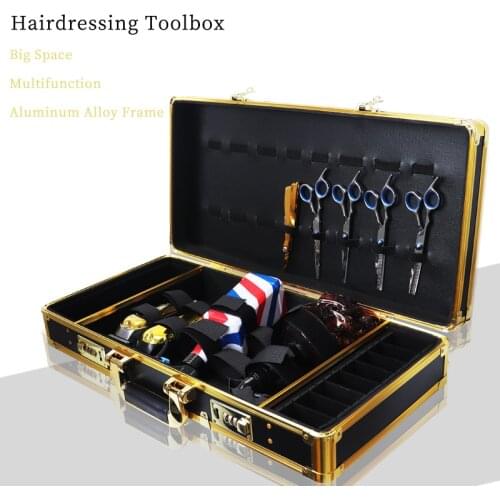 Portable Aluminum Alloy Hairdressing Tool Box Salon Barber Shop High-End Storage Box Clippers Comb Brush Finishing Box