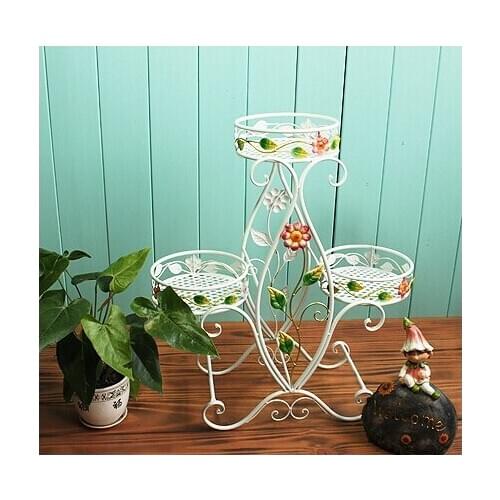 Process real elegant european-style rural interior floor showy sitting room balcony folding multilayer metal pot frame