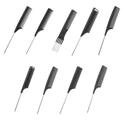 Professional Hair Tail Comb Salon Cut Comb Styling Stainless Steel Spiked Hairdressing Plastic Pointed Tail Hair Picking Comb