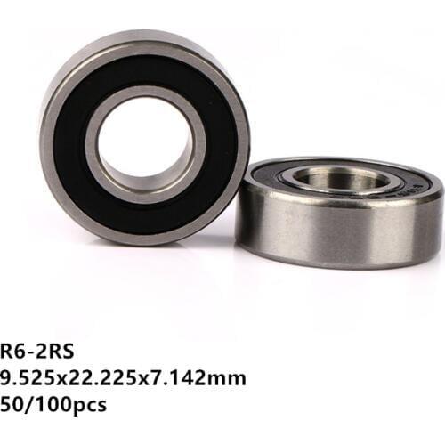 50/100pcs R6-2RS R6RS R6 RS 3/8" x 7/8" x 9/32" inch rubber sealed bearing Deep Groove Ball bearing 9.525x22.225x7.142mm